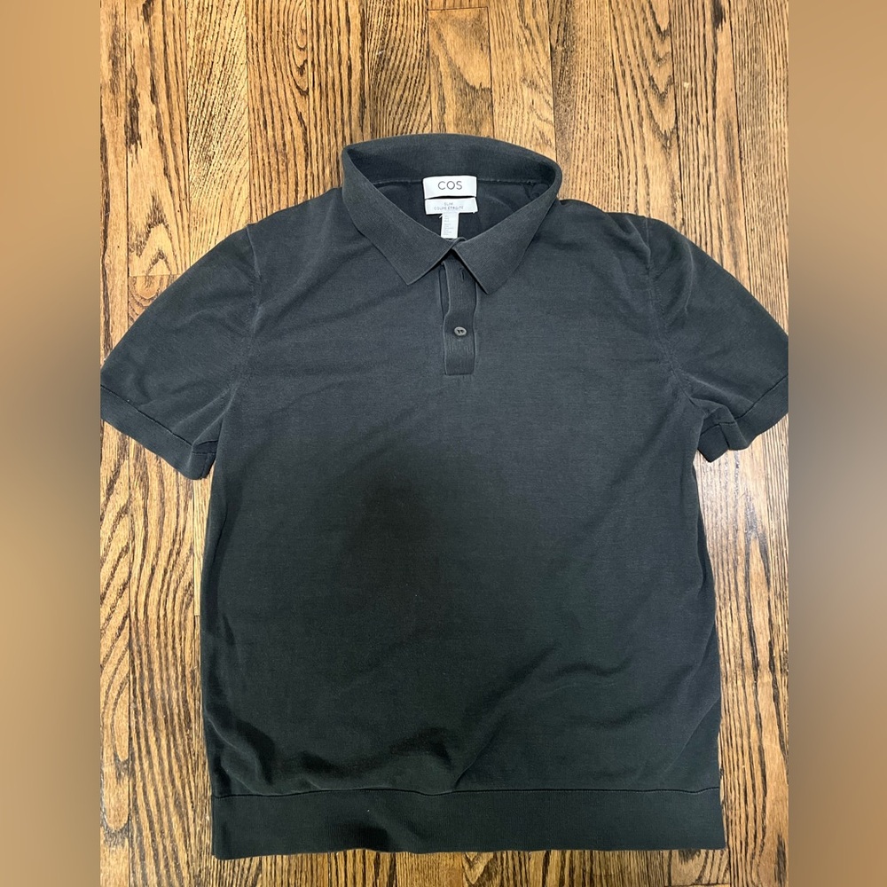 COS Black Short-Sleeve Polo Shirt